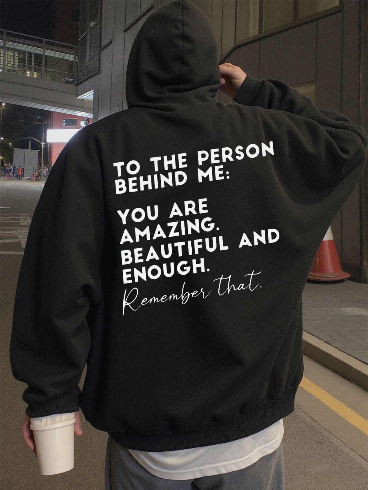 هودي رجالي ستايل الشارع بطباعة عبارات تحفيزية، مناسب للارتداء في فصلي الربيع والخريف